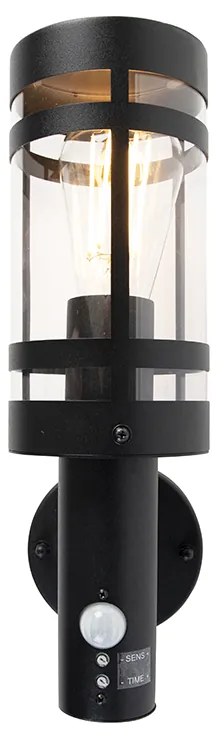 Buitenwandlamp zwart met bewegingssensor IP44 - Gleam