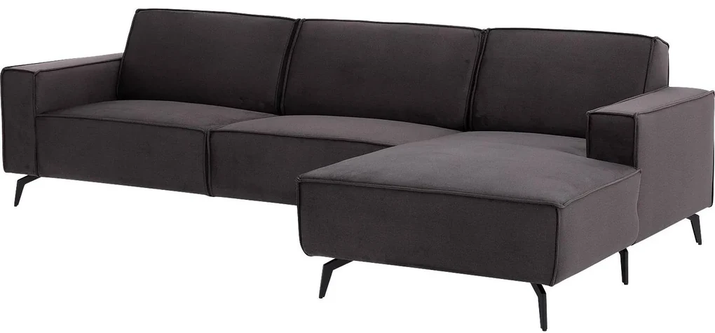 Goossens Hoekbank Hercules antraciet, stof, 2,5-zits, modern design met chaise longue rechts