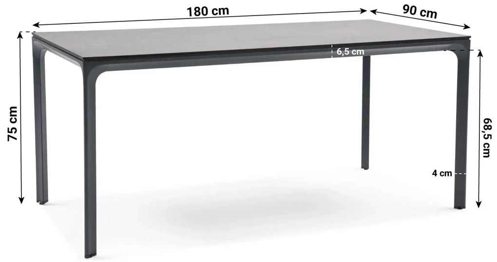 Tuinset 4 personen 180 cm Aluminium/textileen Grijs Lifestyle Garden Furniture Rome/Cesar