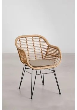 Set Van 4 Tuinstoelen Met Armleuningen In Synthetisch Riet Zole Zwart & Bruin - Mokka - Sklum