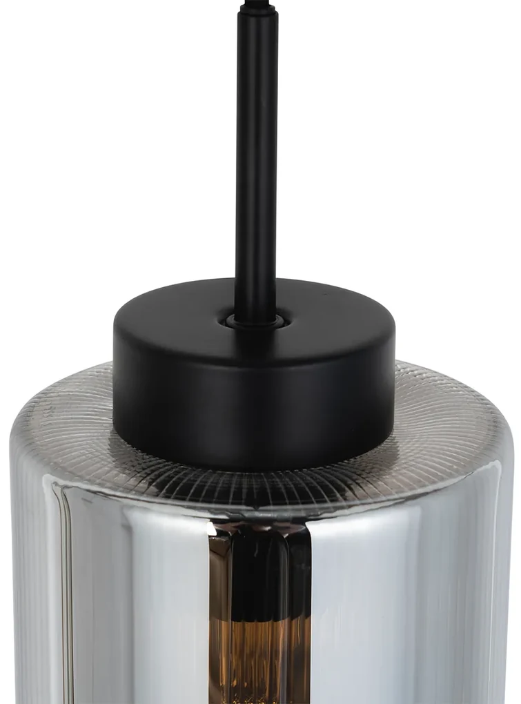 Eettafel / Eetkamer Smart hanglamp zwart met smoke glas 4-lichts incl. 4 Wifi ST64 - Laura Modern E27 Binnenverlichting Lamp