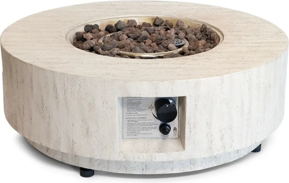 Happy Cocooning vuurtafel Estate rond 76 cm rond travertin