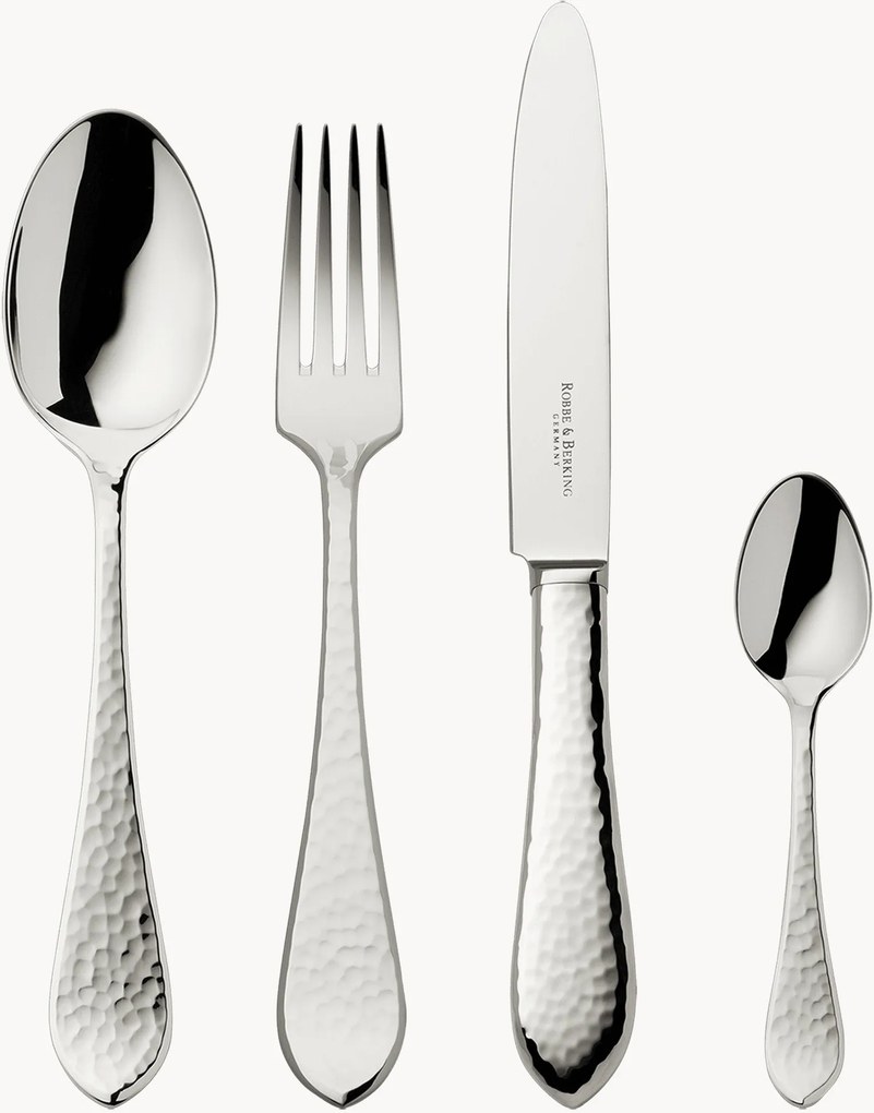 Handgemaakte hoogglans bestekset Martelé, in verschillende setgroottes