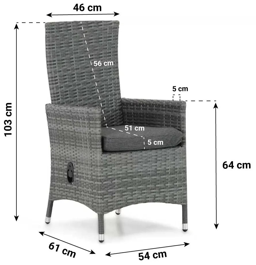 Domani Furniture Beluga Dining Tuinstoel Verstelbaar Wicker Grijs