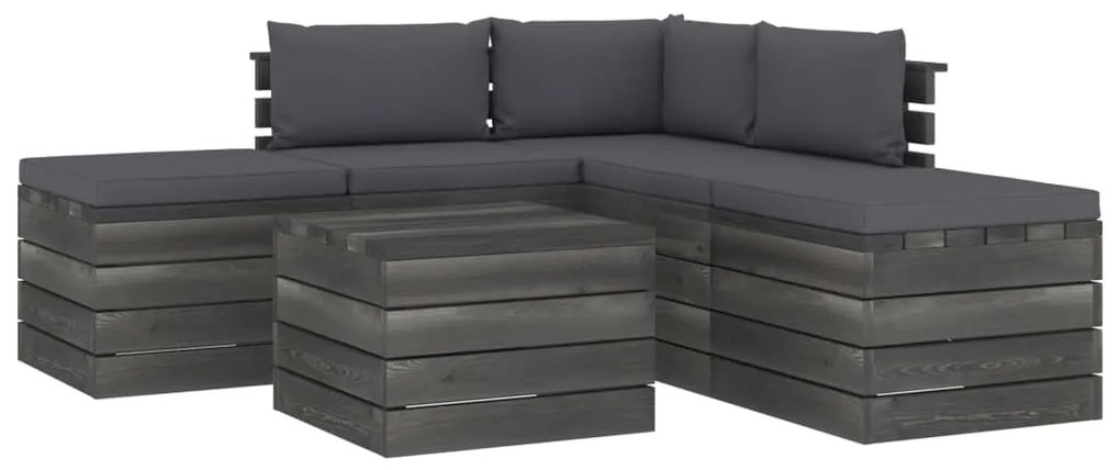 vidaXL 6-delige Loungeset met kussens pallet massief grenenhout