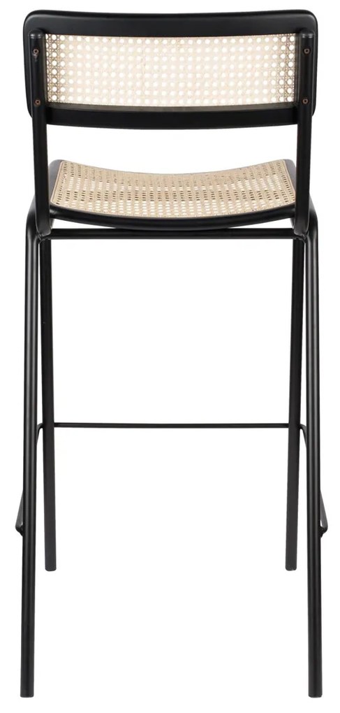 Zuiver Jort Hoge Retro Barkruk Met Rotan Zwart
