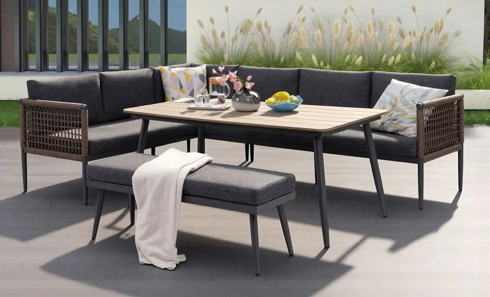 Mindoro Garden Point aluminium tuinset antraciet