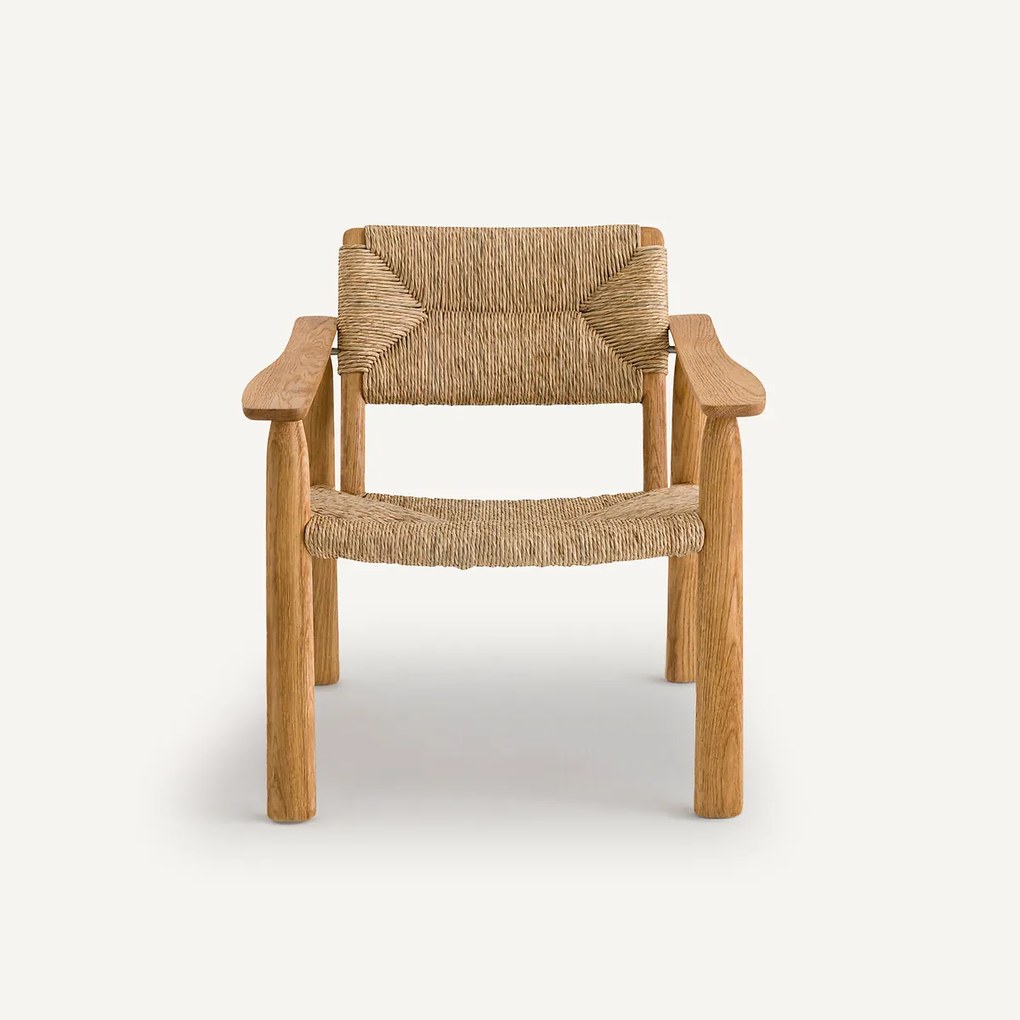Fauteuil, eiken en gevlochten stro, ABONDANCE, ontwerp Emmanuel Gallina