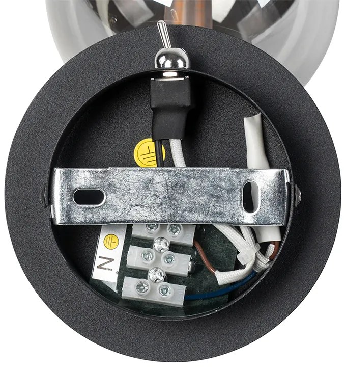 Landelijke spot zwart verstelbaar met smoke glas - Athens