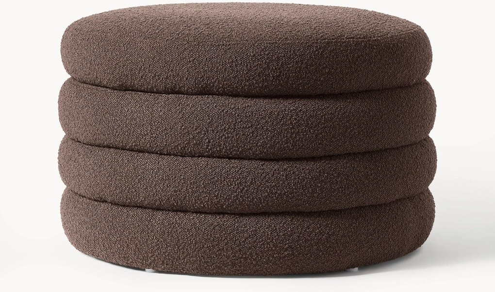 XL bouclé gestoffeerde poef Alto met opbergruimte