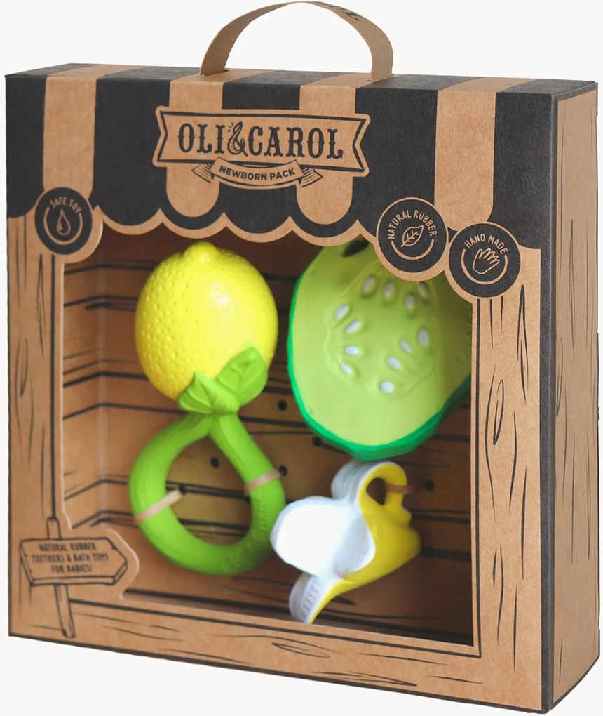 Handgemaakte baby bijtringen Newborn met ratelspeelgoed, 3-delig