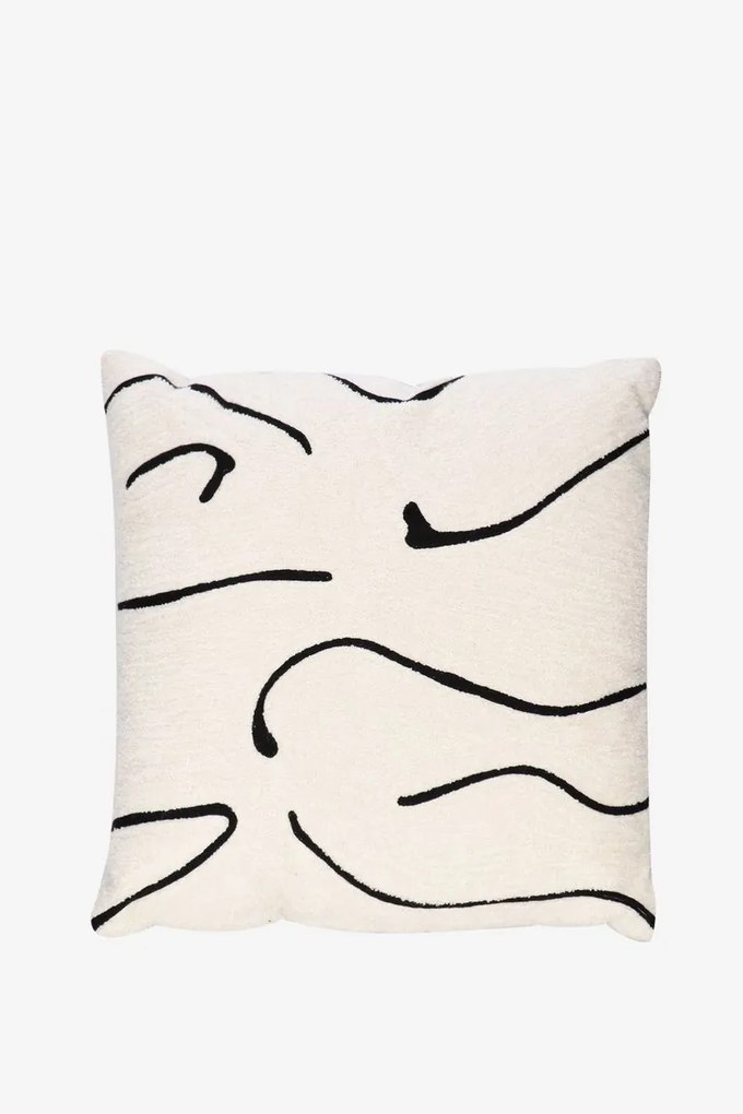 Wit sierkussen met zwarte lijnen