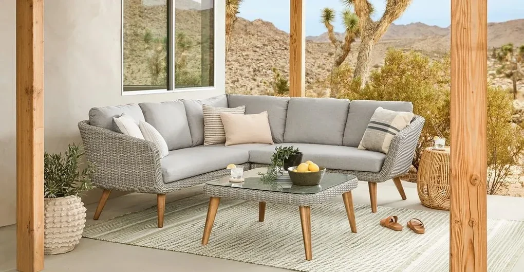 Garden Interiors Hoek Loungeset - MIRA - Wicker - Lichtgrijs - The Outsider