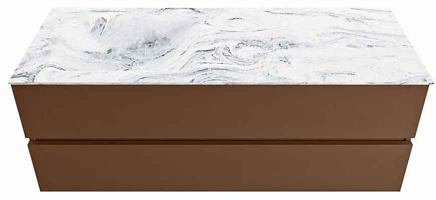 Mondiaz Vica DLux badmeubel 130cm rust 2 lades met wastafel glace links 1 kraangat