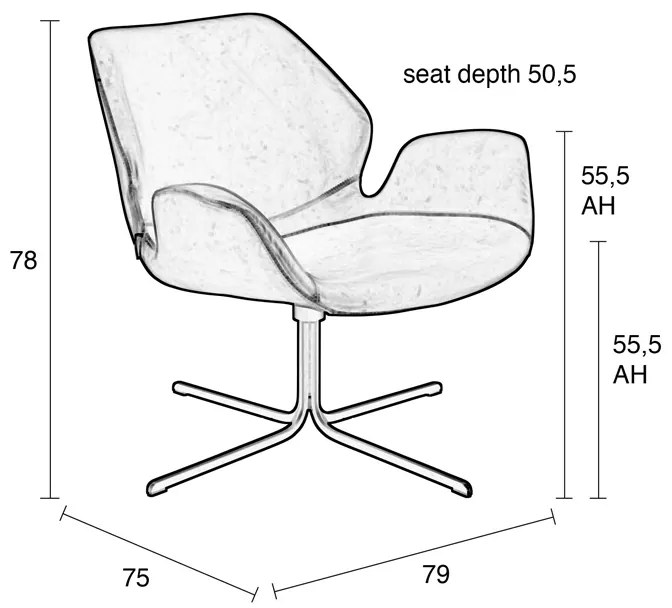Zuiver Nikki Design Fauteuil Bruin Leer
