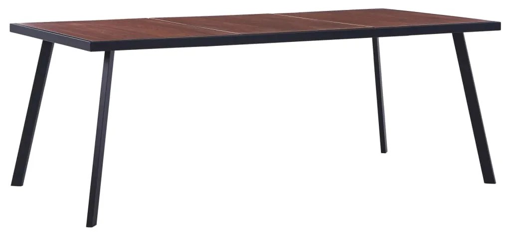 vidaXL Eettafel 200x100x75 cm MDF donkerhoutkleurig en zwart