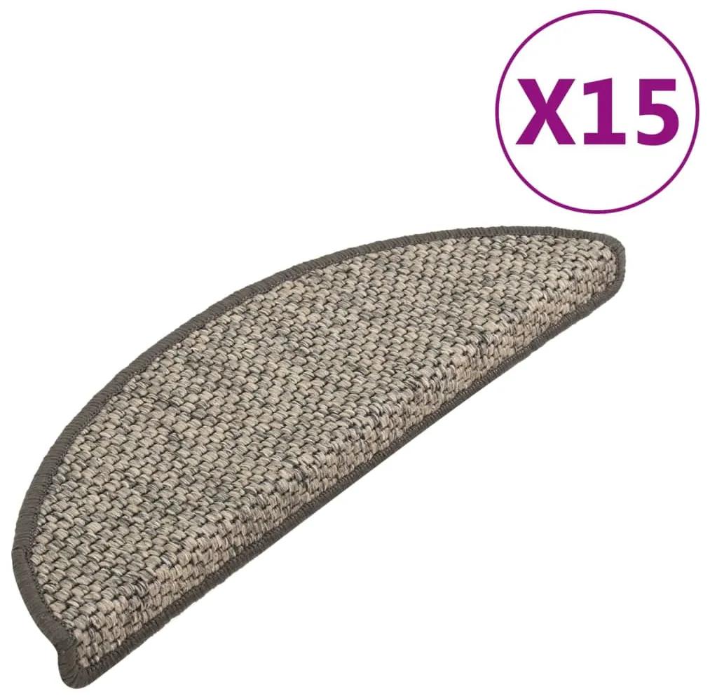 vidaXL Trapmatten zelfklevend 15 st sisal-look 65x25 cm antracietkleur