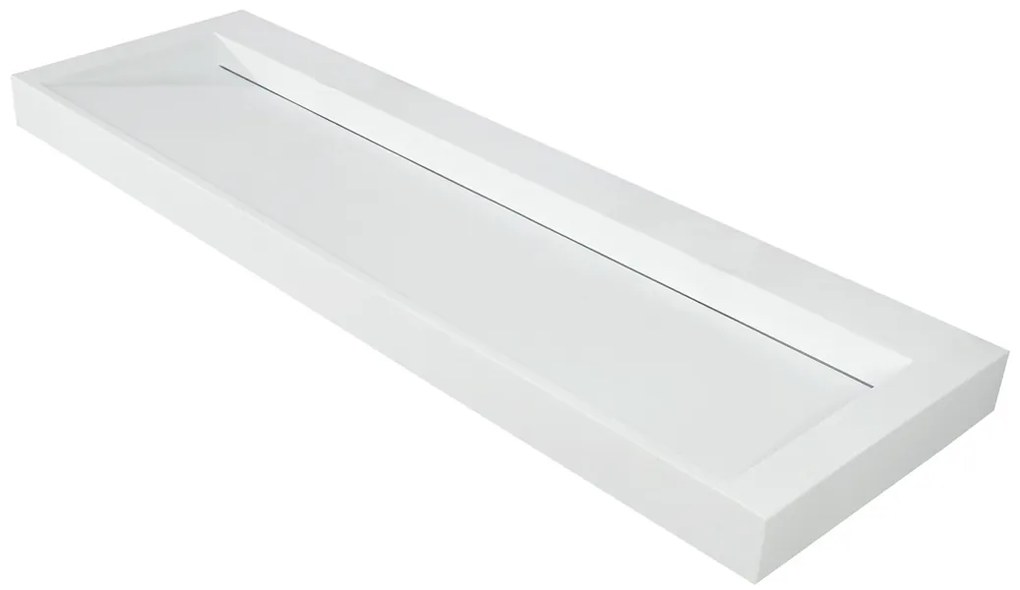 Muebles Estella badmeubel ribbelfront 160cm walnoot met solid surface wastafel zonder kraangaten