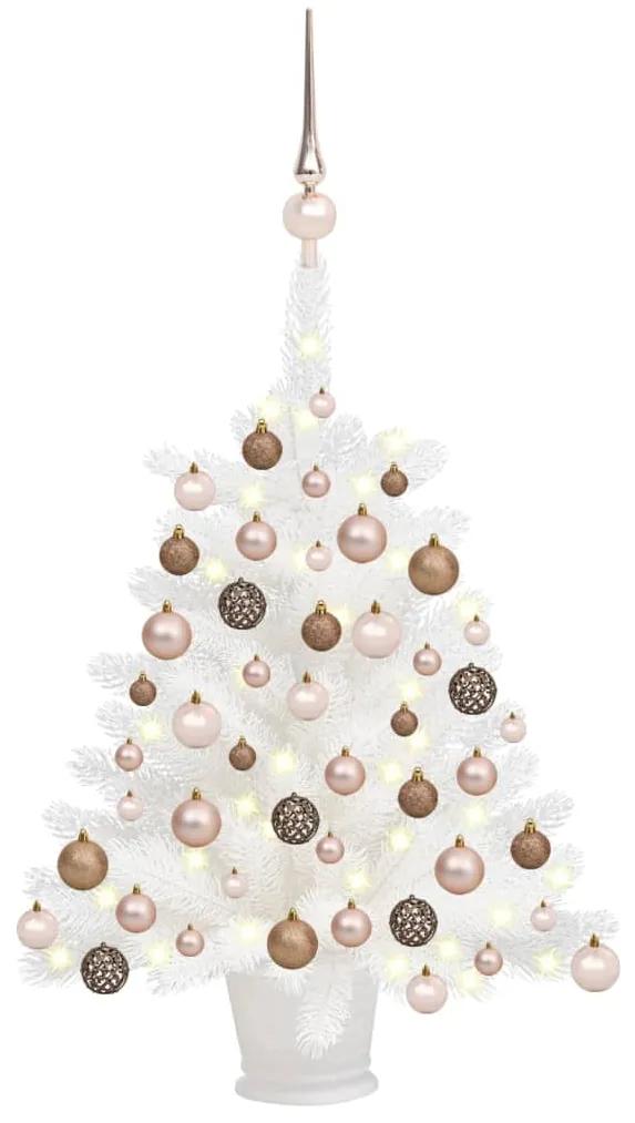 vidaXL Kunstkerstboom met LED's en kerstballen 65 cm wit
