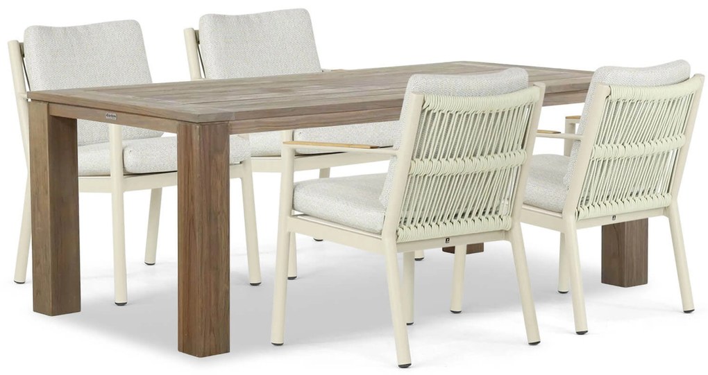 Tuinset 4 personen 200 cm Aluminium/rope Taupe Coco Sevilla/Brighton