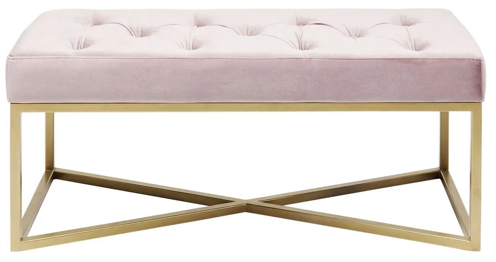 Kare Design Crossover Fluwelen Halbankje Roze 90 Cm