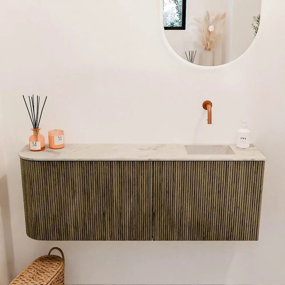Mondiaz Joya DLux 110cm toiletmeubel ronding links dusk met wastafel faye rechts zonder kraangat frappe