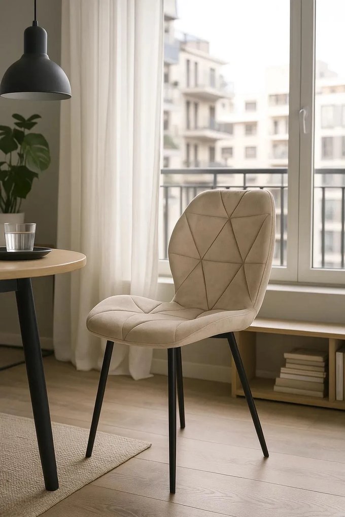 Sesel Fluwelen Stoel met Zwarte Poten