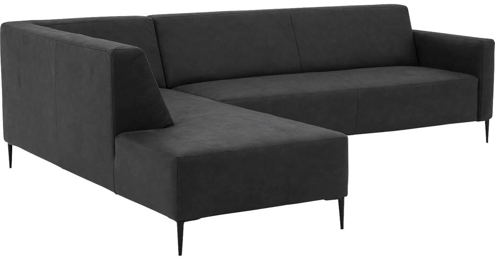 Goossens Key West antraciet, micro leer, 3-zits, modern design met ligelement links