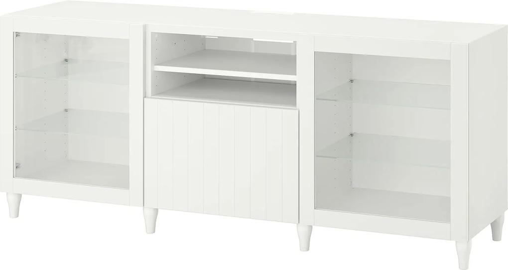 IKEA BESTÅ Tv-meubel met lades 180x42x74 cm Wit/sutterviken/kabbarp wit helder glas Wit/sutterviken/kabbarp wit helder glas - lKEA
