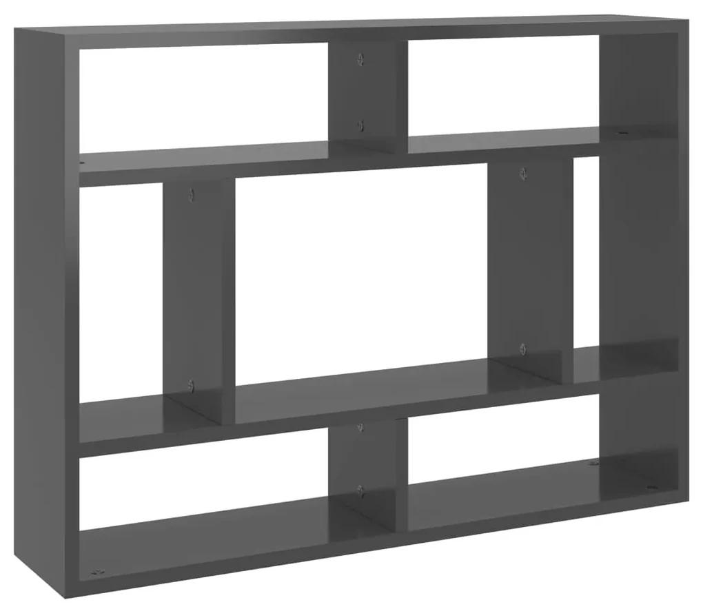 vidaXL Wandschap 75x16x55 cm spaanplaat hoogglans grijs