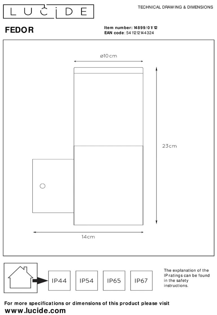 Lucide Fedor wandlamp 40W 25x15cm chroom mat