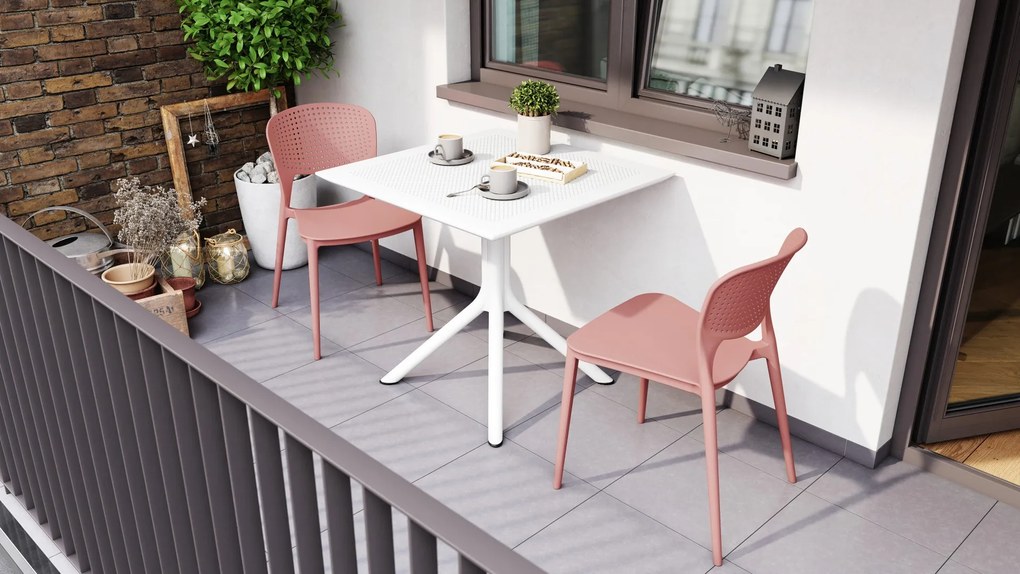 FLAVIO 80x80 Wit - MODERNE VIERKANTEN TUINTAFEL (voor keuken, café, tuin)