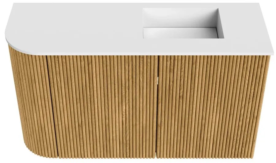Mondiaz Joya 70cm toiletmeubel ronding links oak met wastafel faye rechts zonder kraangat talc