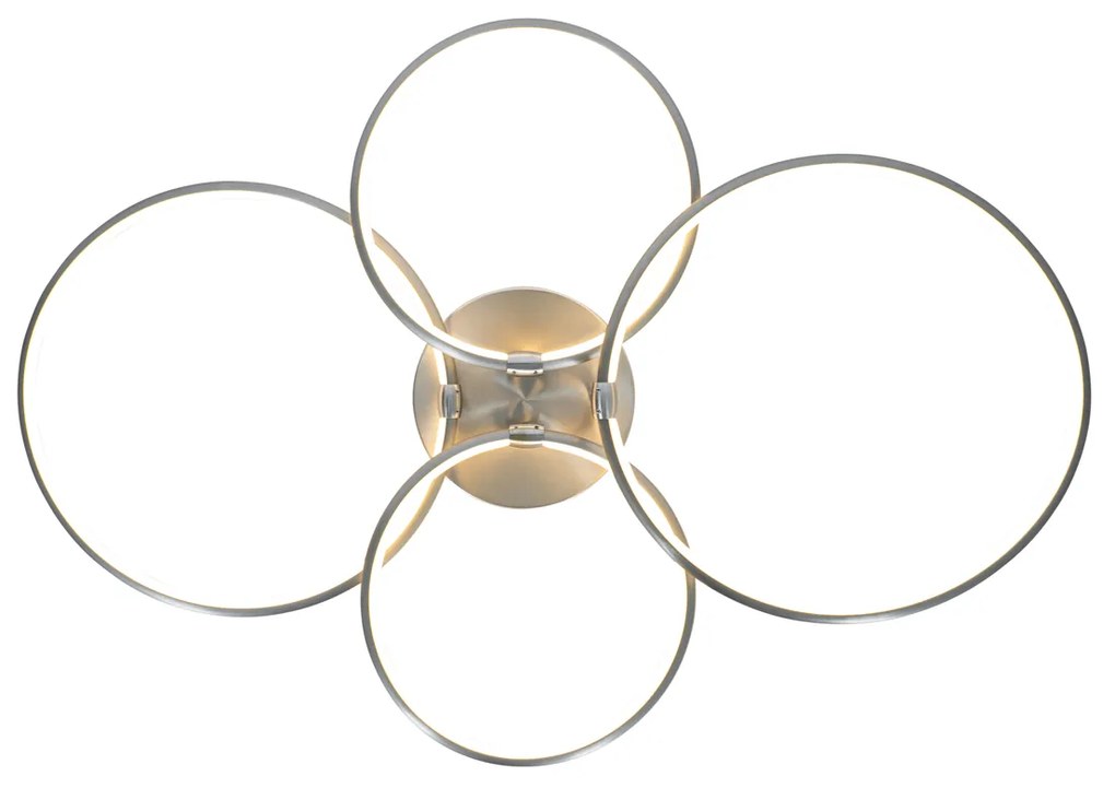 Design plafondlamp staal incl. LED 3-staps dimbaar 4-lichts - Joaniqa