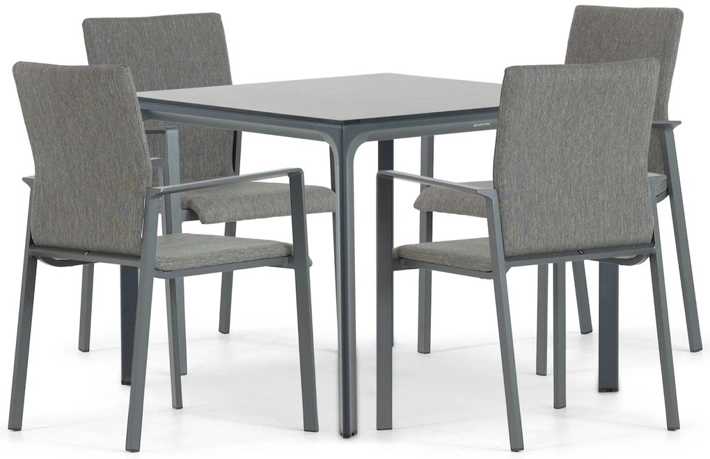 Tuinset 4 personen 90 cm Aluminium/textileen Grijs Lifestyle Garden Furniture Rome/Cesar