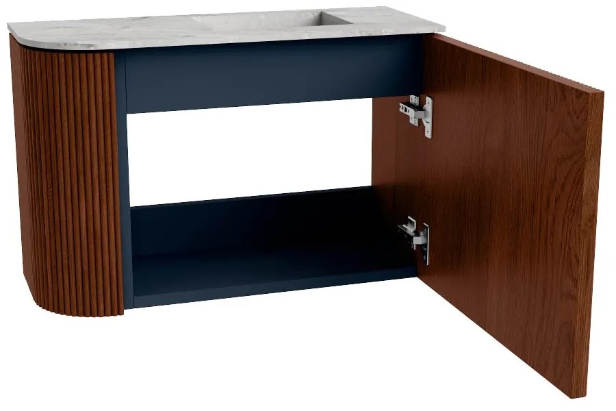 Mondiaz Joya DLux 60cm toiletmeubel ronding links ruby met wastafel faye rechts 1 kraangat glace