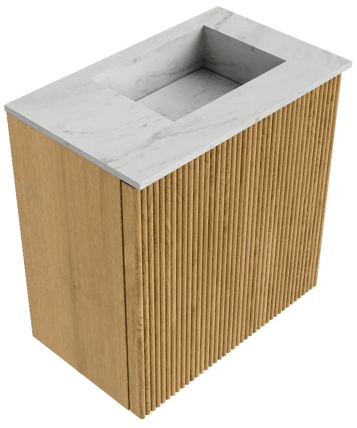 Mondiaz Joya DLux 40cm toiletmeubel oak met wastafel faye rechts 1 kraangat opalo