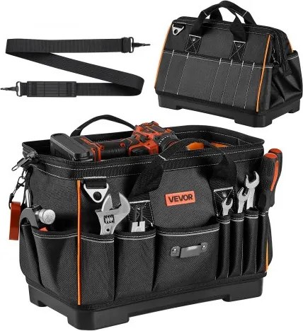 VEVOR Gereedschapstas 41x23x25cm, Opbergtas met 14 binnen- en 19 buitenvakken, Waterdichte polyester gereedschapsorganizer met schouderriem en ritssluiting, Gereedschapstas voor vakmensen