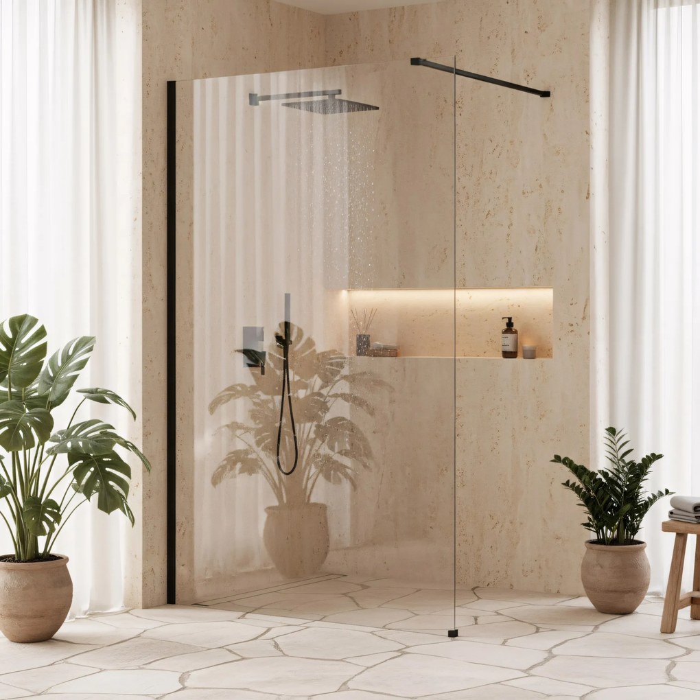 Walk-in douchewand Rea Flexi Transparent / Black 120