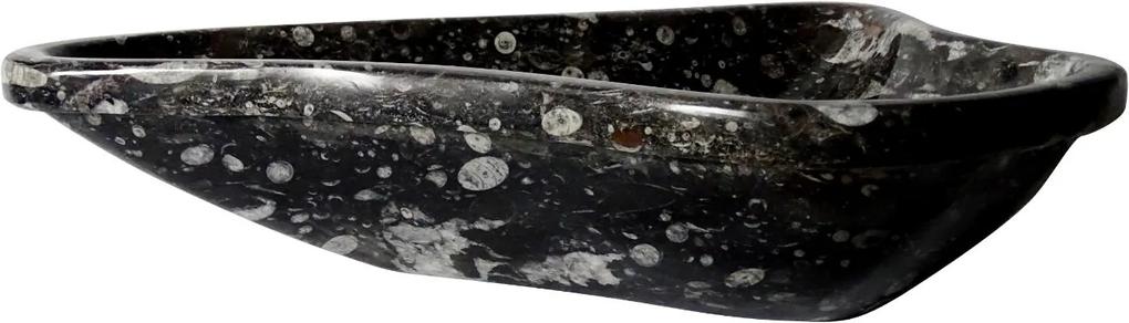Zwart marmeren waskom | Eeuwenoud Orthoceras Fossiel | 49 x 58 x 14 cm