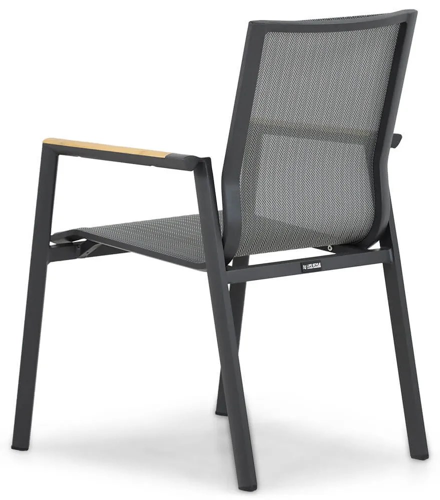 Tuinstoel stapelbaar Aluminium/Textileen /Aluminium/textileen Grijs-antraciet Lifestyle Garden Furniture Fiora