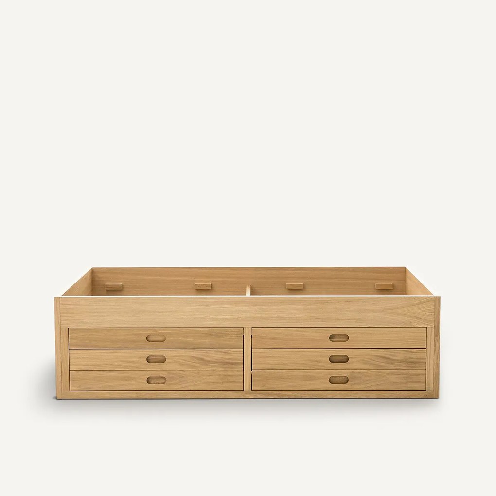 Bed met 4 laden, eikenfineer, OCTAVO