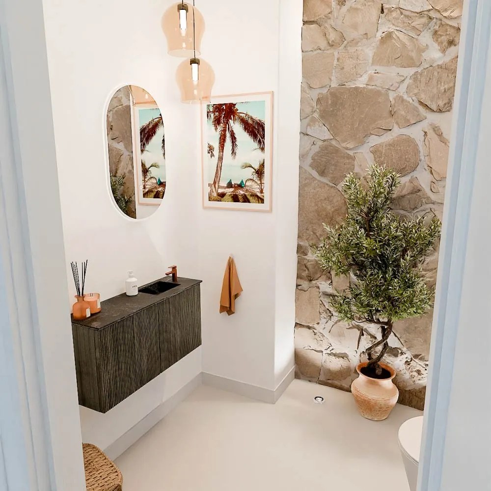Mondiaz Joya DLux 80cm toiletmeubel shadow met wastafel faye rechts 1 kraangat lava