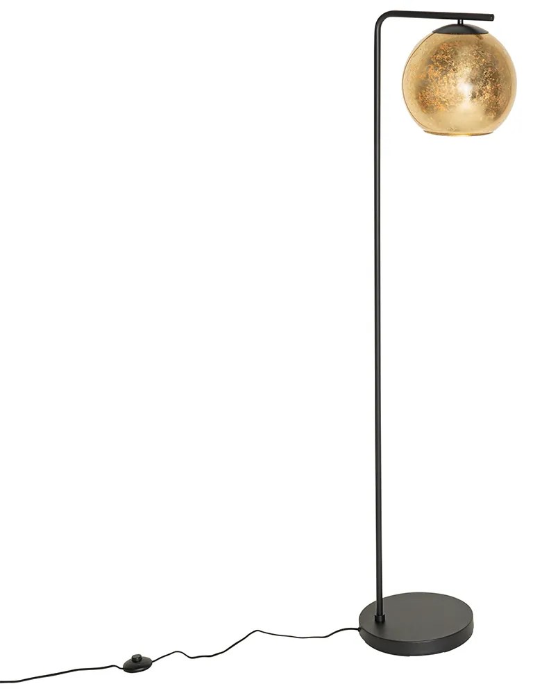 Design vloerlamp zwart met goud glas - Bert