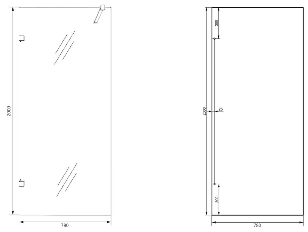 Saniclear Modern Antique profielloze inloopdouche 80x200 verouderd messing