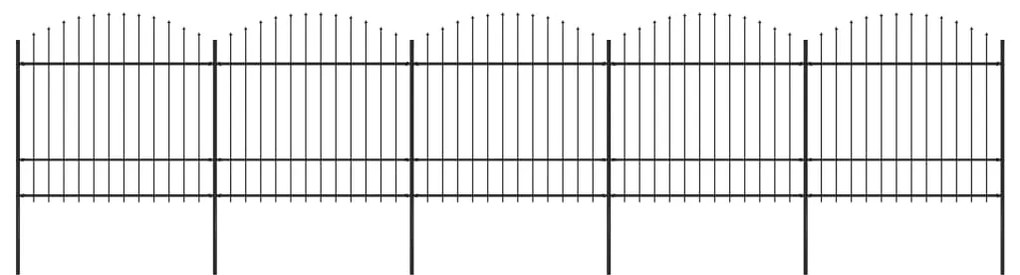 vidaXL Tuinhek met speren bovenkant (1,5-1,75)x8,5 m staal zwart