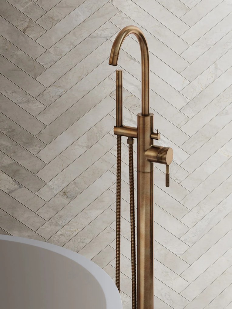 Saniclear Antique Curved vrijstaande badkraan verouderd messing