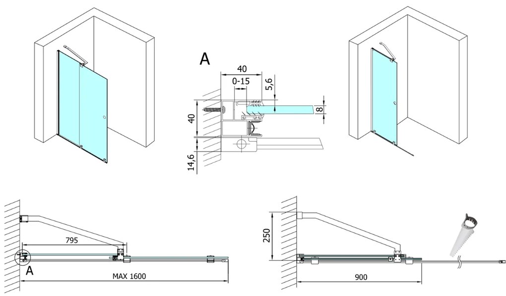 Polysan Modular schuifdeur rollend 160cm chroom