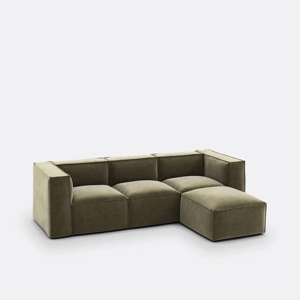 3-zits modulaire unit en vintage corduroy poef Seven