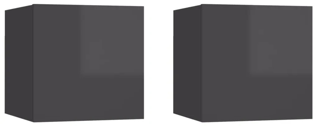 vidaXL Tv-wandmeubelen 2 st 30,5x30x30 cm hoogglans grijs